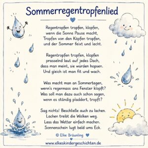 Illustration + Text Sommerregentropfenlied