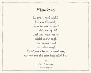 Textkärtchen mit dem Gedicht 