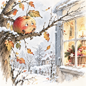 Apfelbaum im vorweihnachtlichen Wintergewand, Apel, Weihnachtsfenster